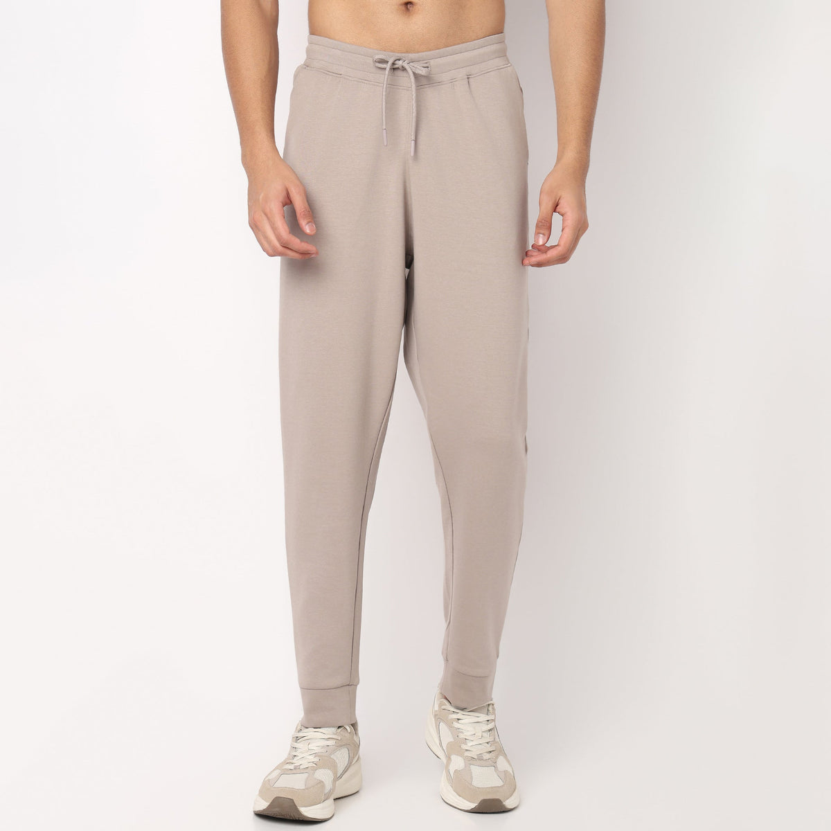 Regular Fit Solid Mid Rise Trackpants