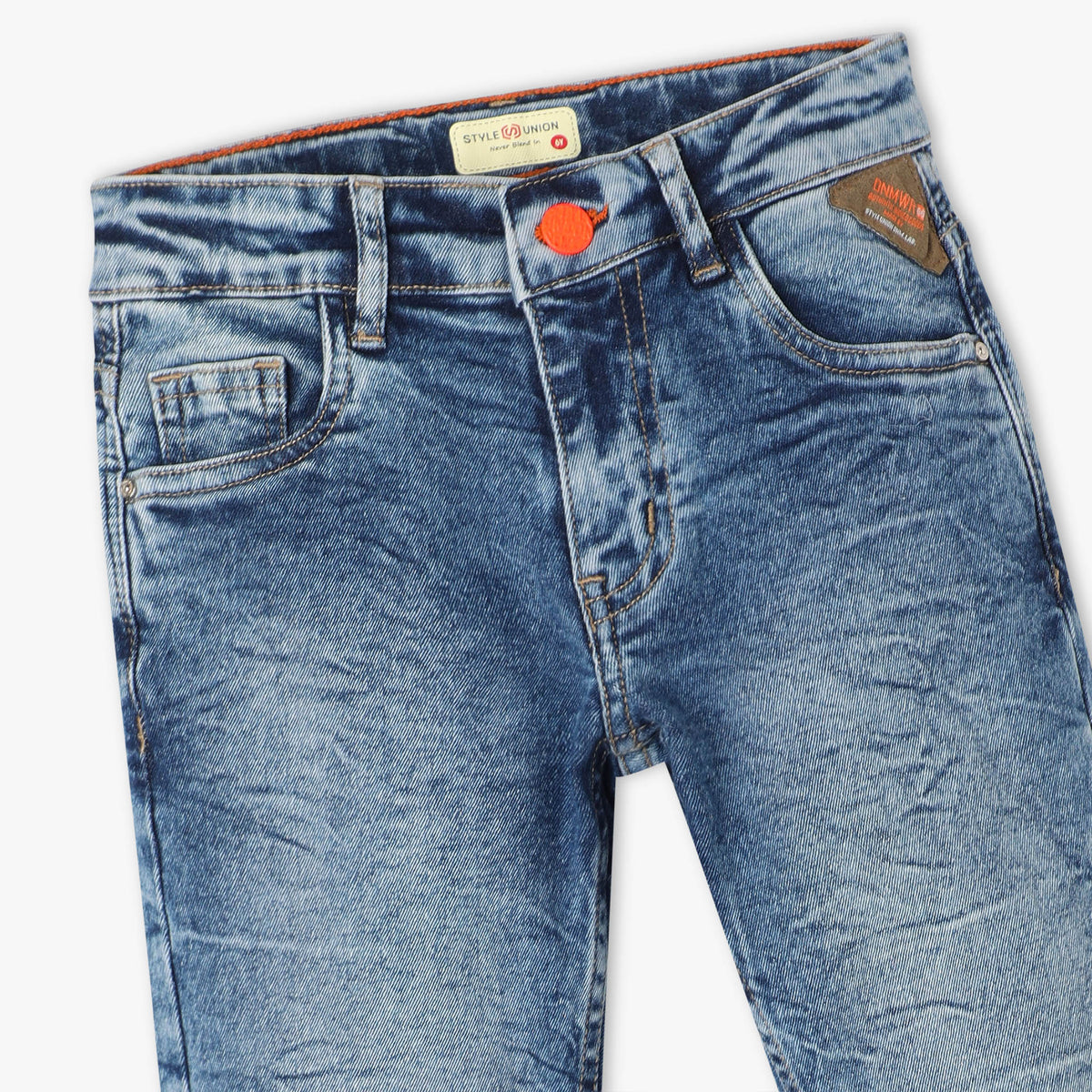 Slim Fit Solid Full Length Mid Rise Jeans