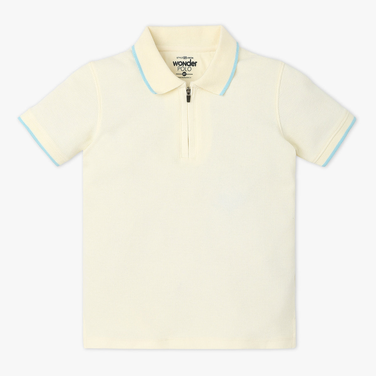 Boys Polo Neck Solid Wonder Reverse Coil with Zipper Polo T-Shirt
