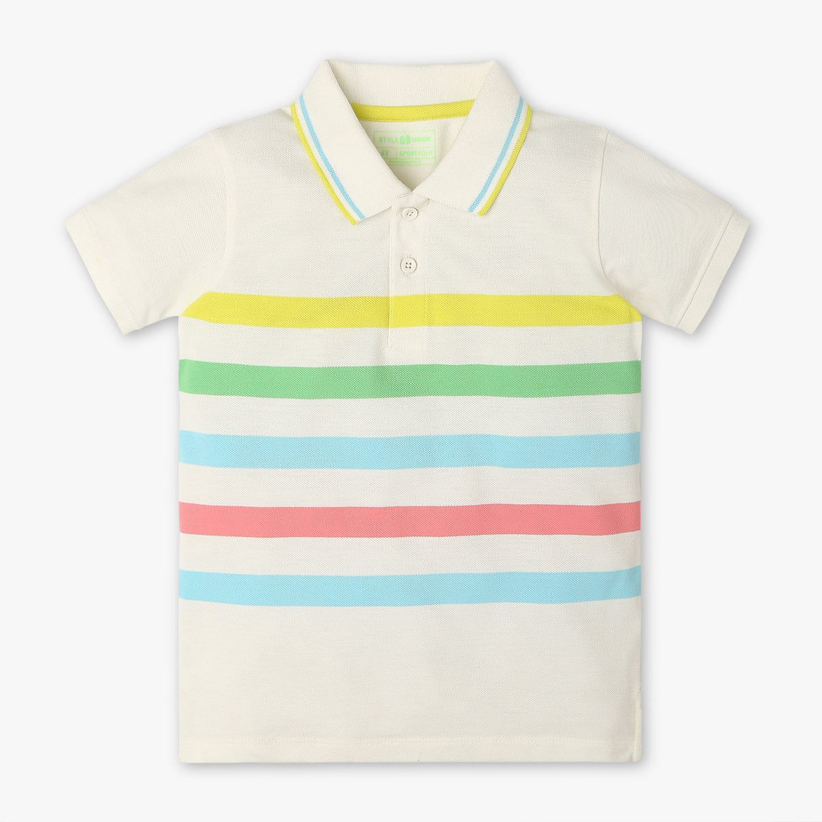 Boys Regular Fit Striped Polo Neck Half Sleeve Polo T-Shirt