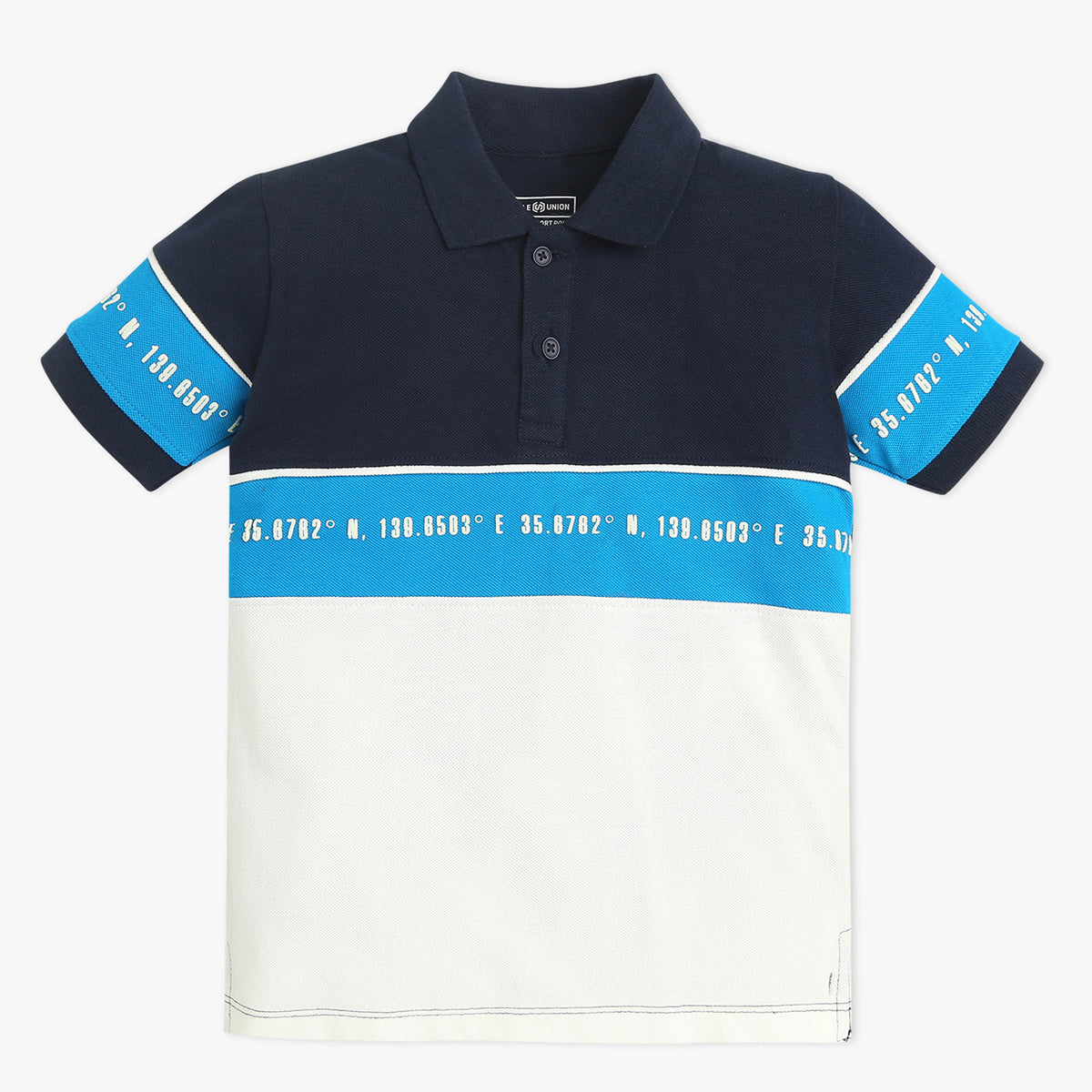 Boys Striped Polo Neck Sports Yarn T-Shirt