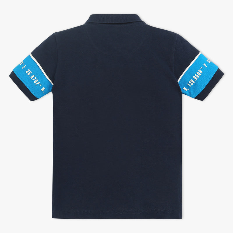 Boys Striped Polo Neck Sports Yarn T-Shirt