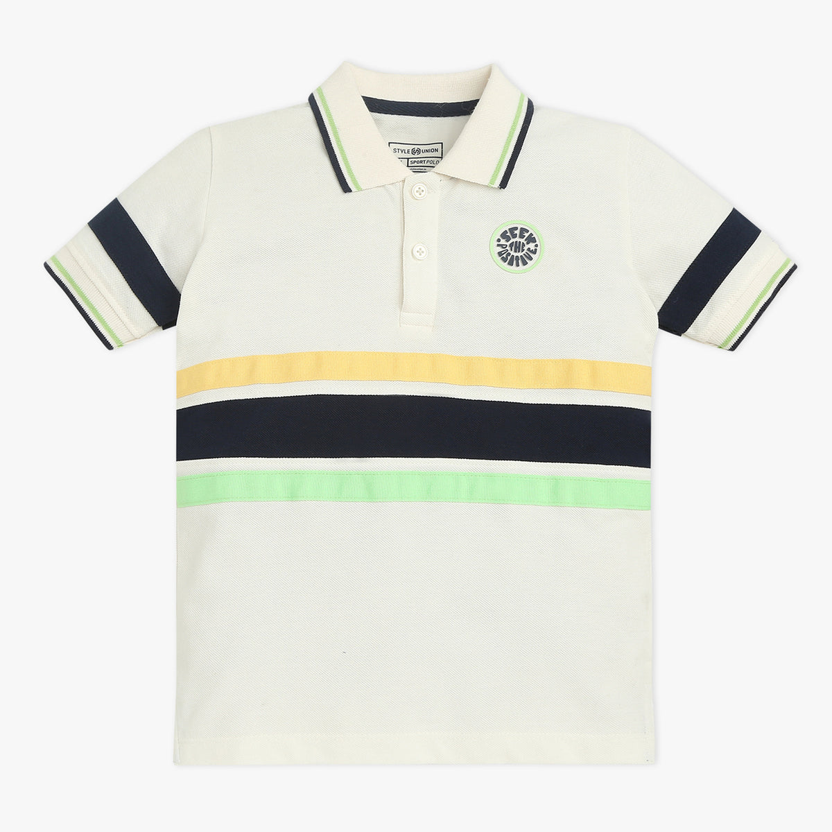 Boys Striped Polo Neck Sports Yarn T-Shirt