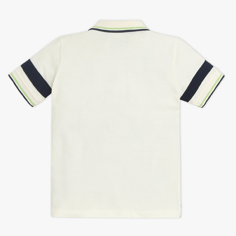 Boys Striped Polo Neck Sports Yarn T-Shirt