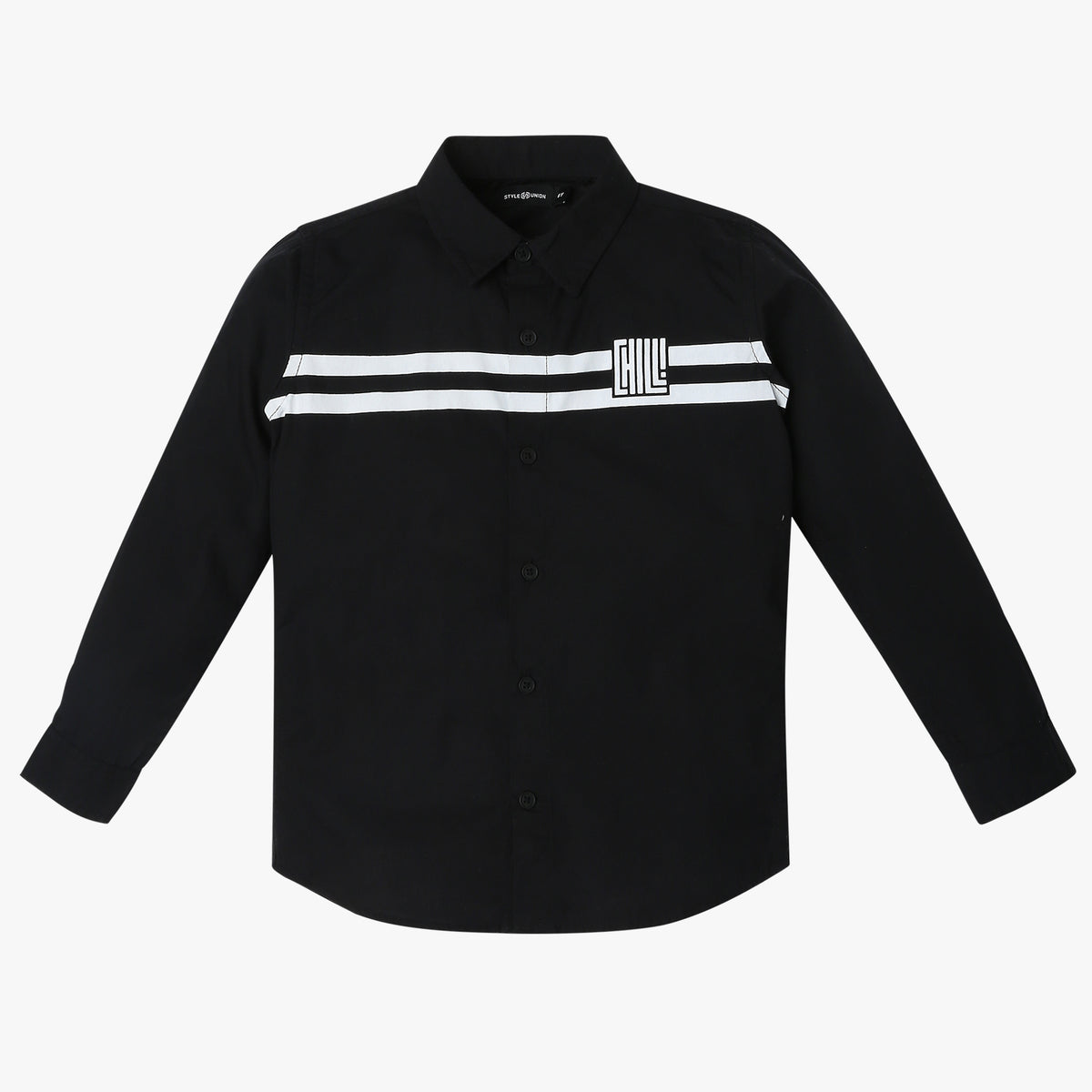 Boys Regular Fit Solid Shirt Collar Shirt