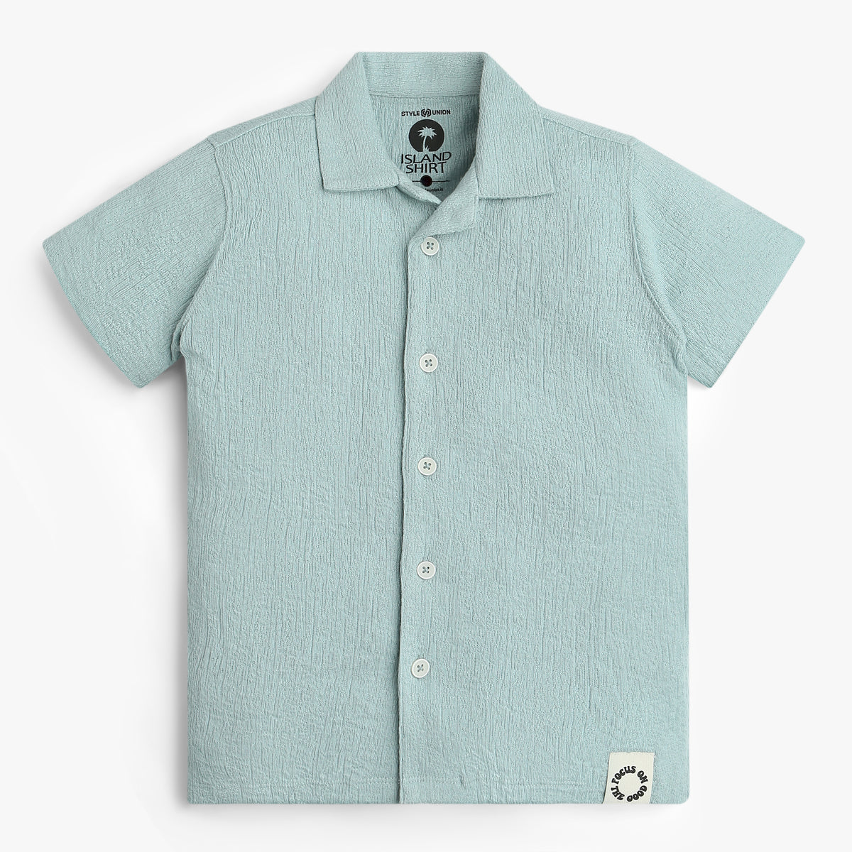 Boys Shirt Collar Half Sleeve Cuban Shirt