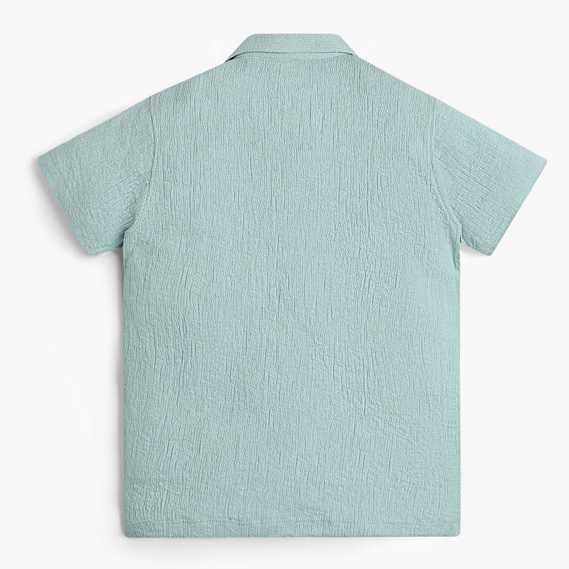 Boys Shirt Collar Half Sleeve Cuban Shirt