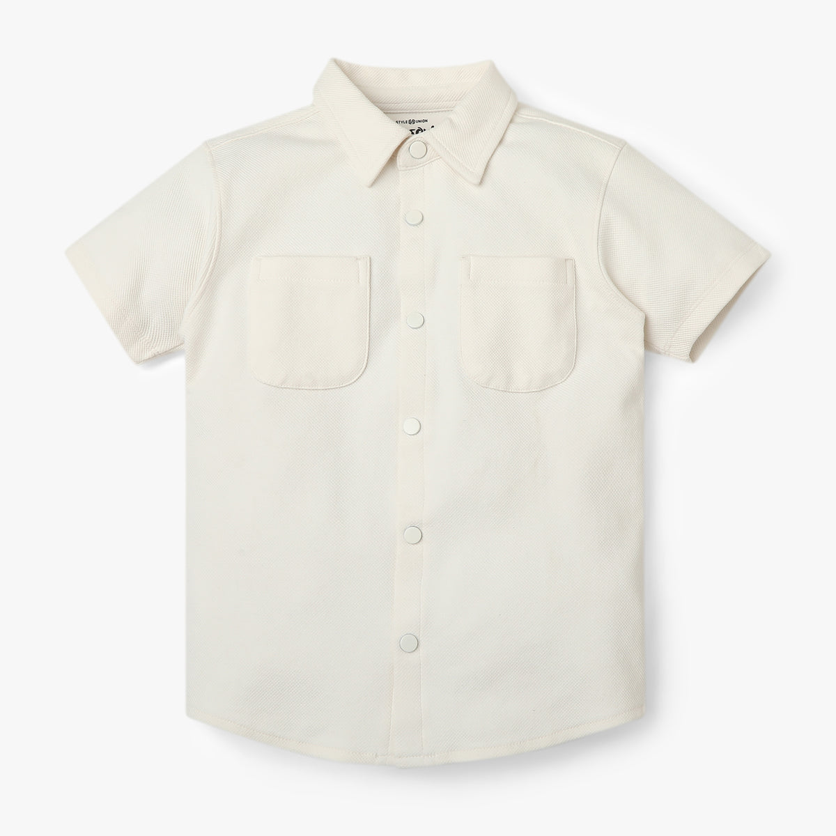 Boys Shirt Collar Half Sleeve Cuban Shirt