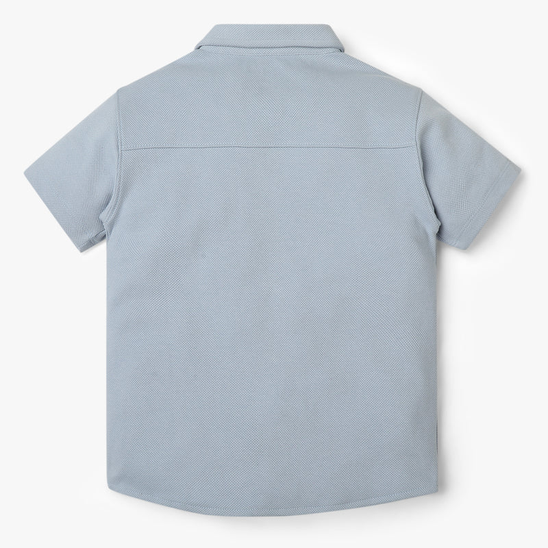 Boys Shirt Collar Half Sleeve Cuban Shirt