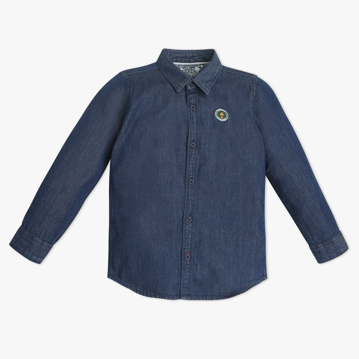 Boys Solid Collar Full Length Sleeve Relaxed Fit Shirt