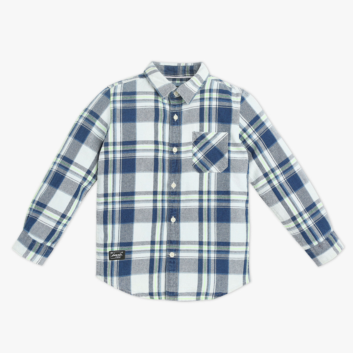 Boys Collar Full Length Sleeve Checkered Shirt