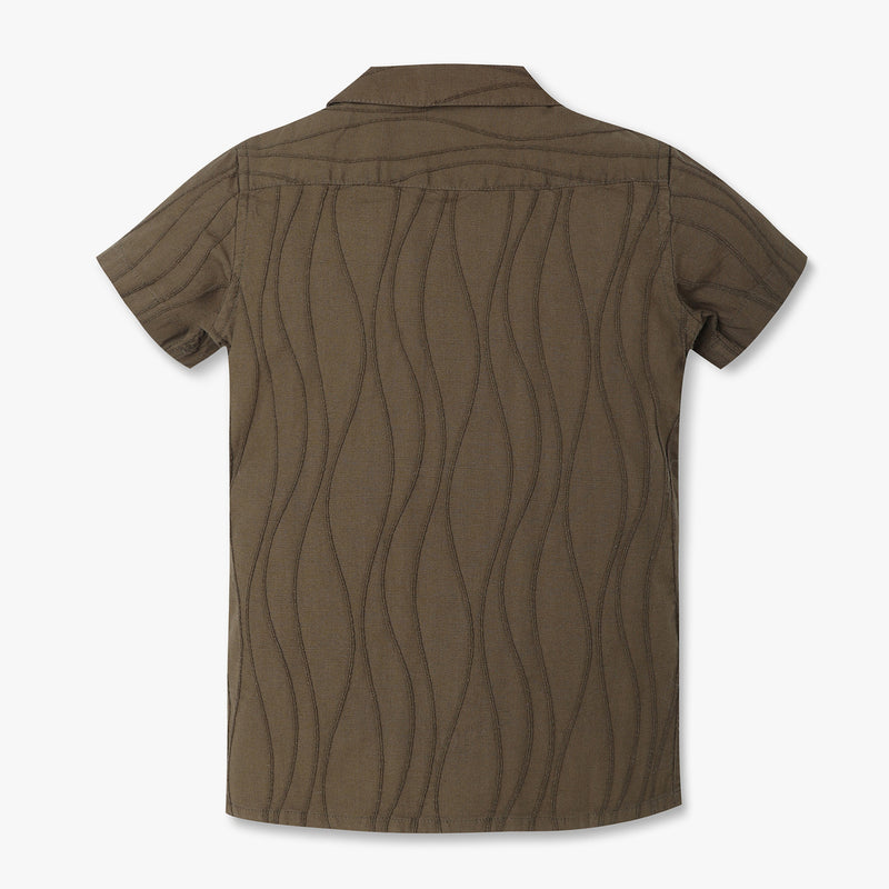 Boys Regular Fit Cut and Sew Mandarin Collar Shirt