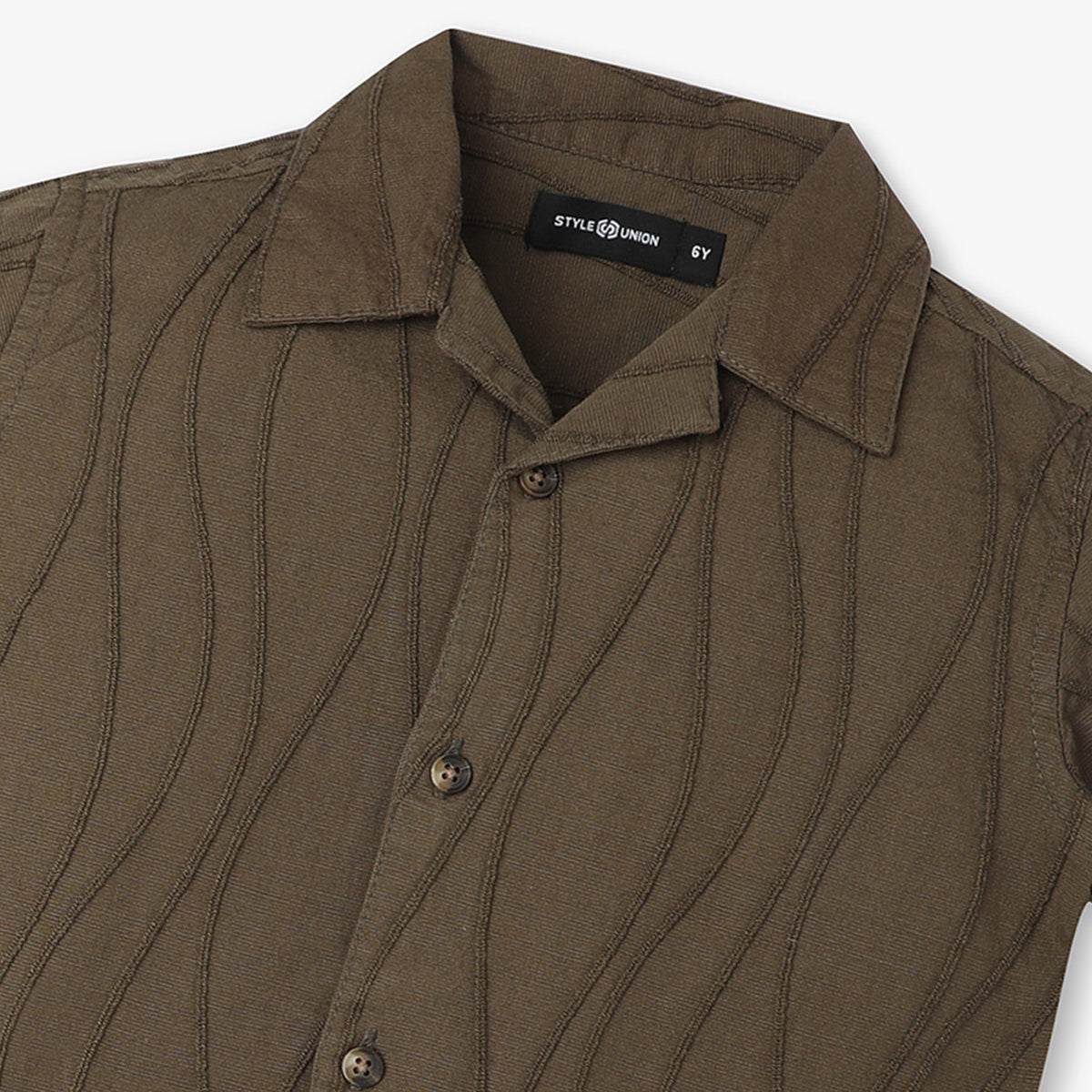 Boys Regular Fit Cut and Sew Mandarin Collar Shirt