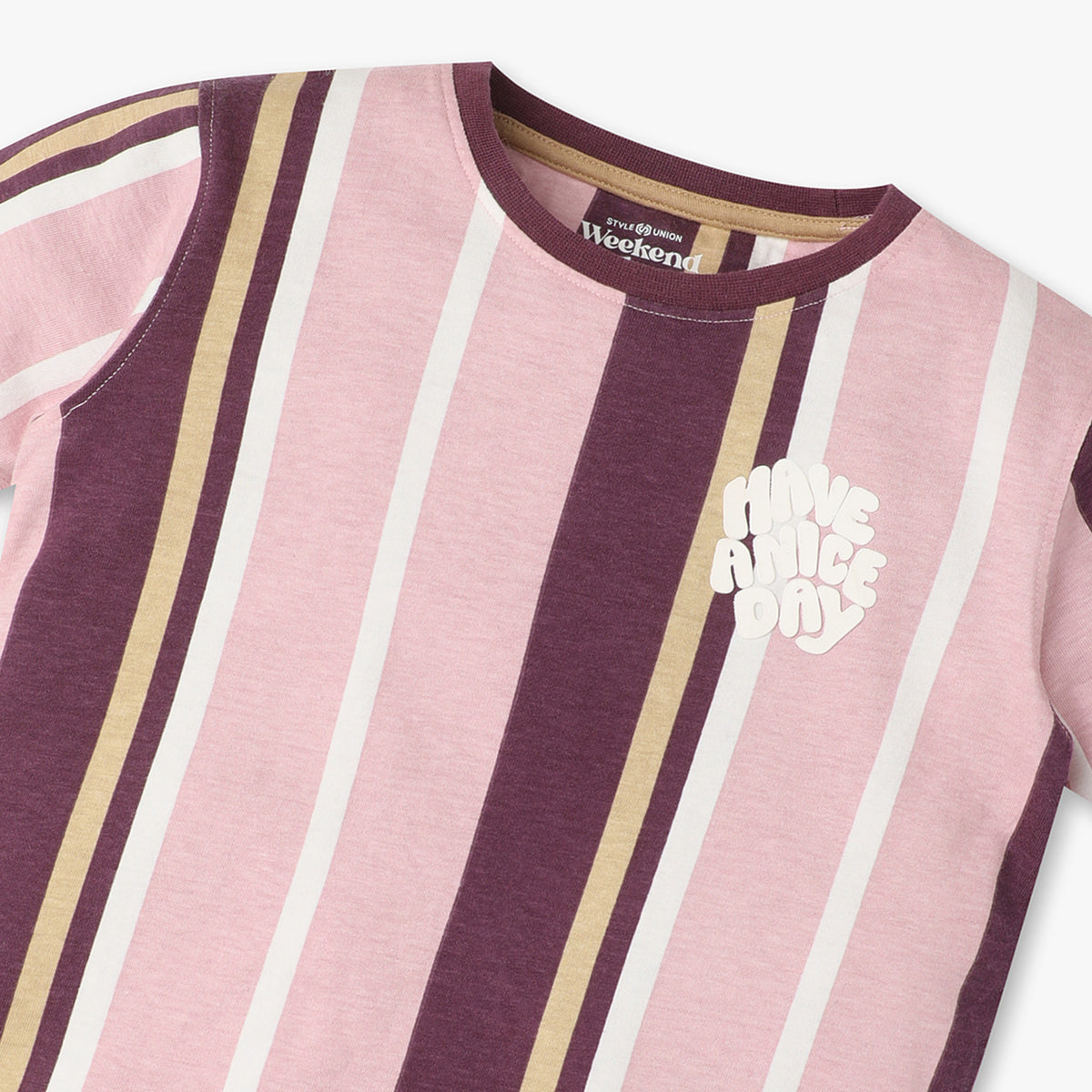 Boys Oversize Striped Crew Neck Half Sleeve T-Shirt
