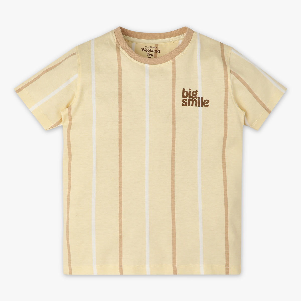 Boys Regular Fit Striped Crew Neck Half Sleeve T-Shirt
