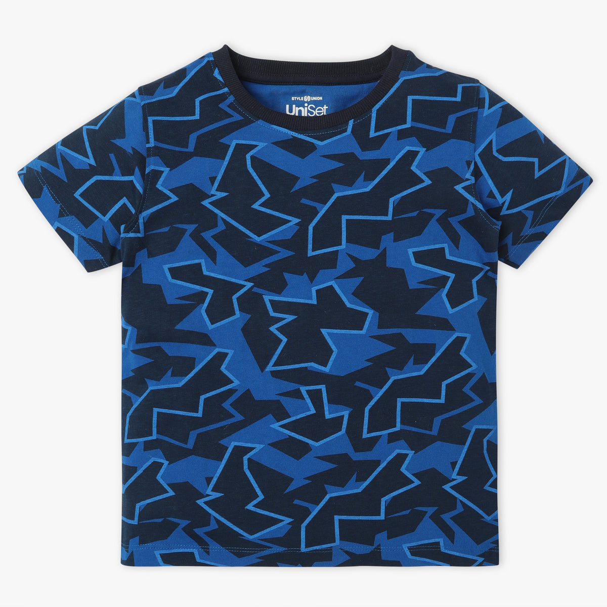 Boys Regular Fit All Over Print Crew Neck Half Sleeve T-Shirt