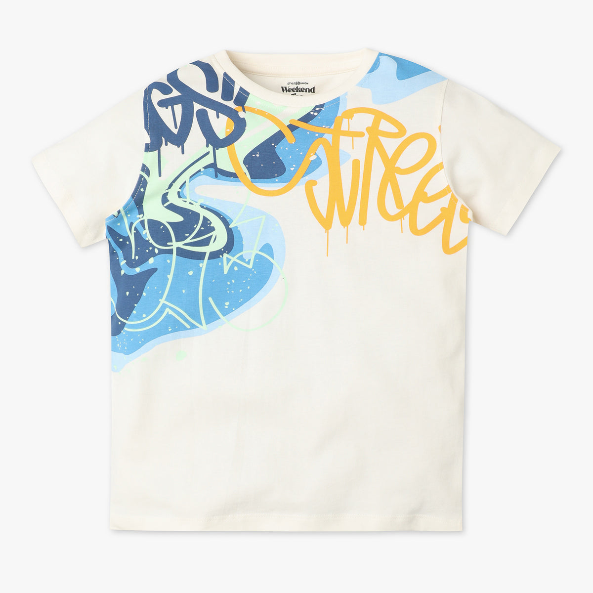 Boys Regular Fit Printed Crew Neck Half Sleeve T-Shirt