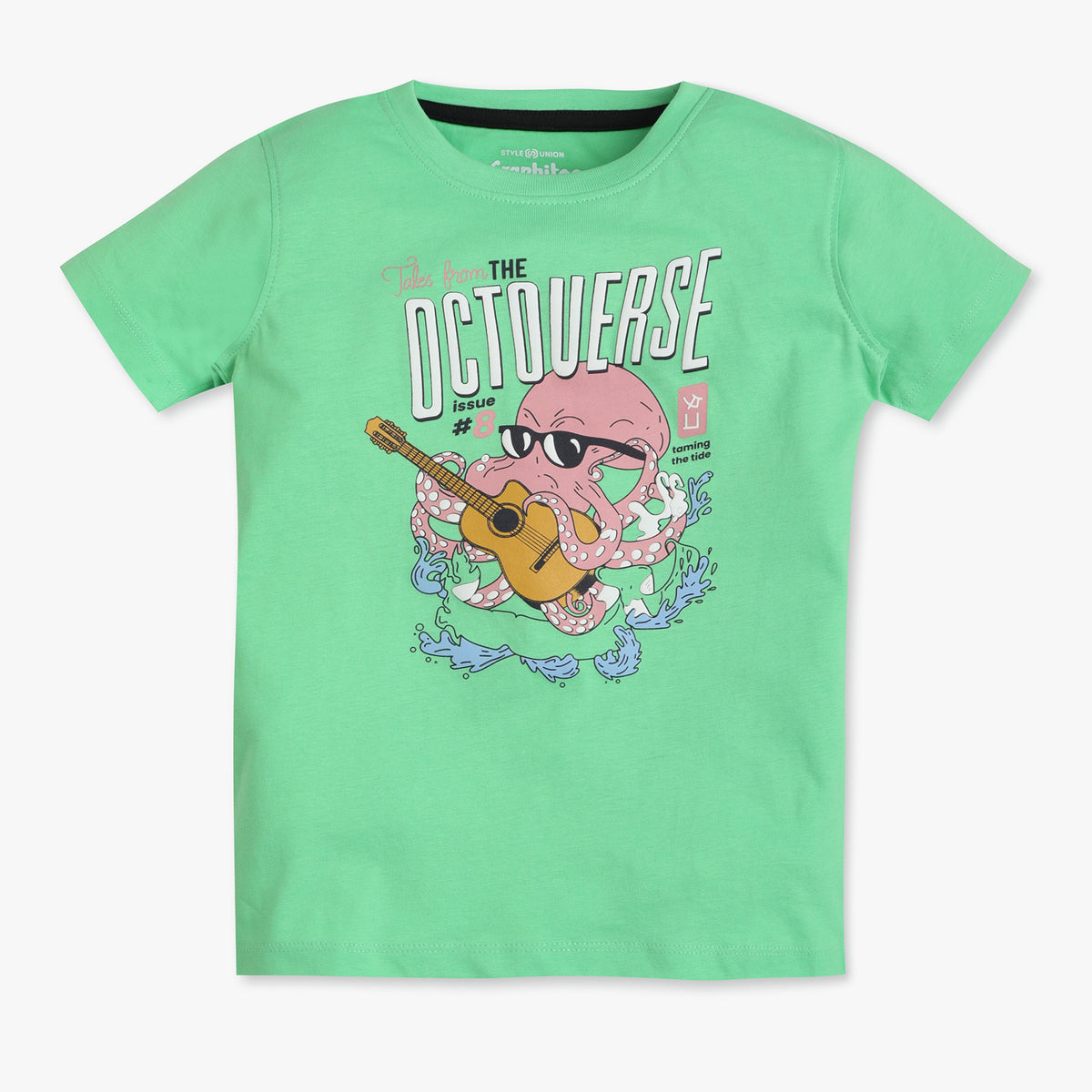 Boys Regular Fit Crew Neck Graphic T-Shirt