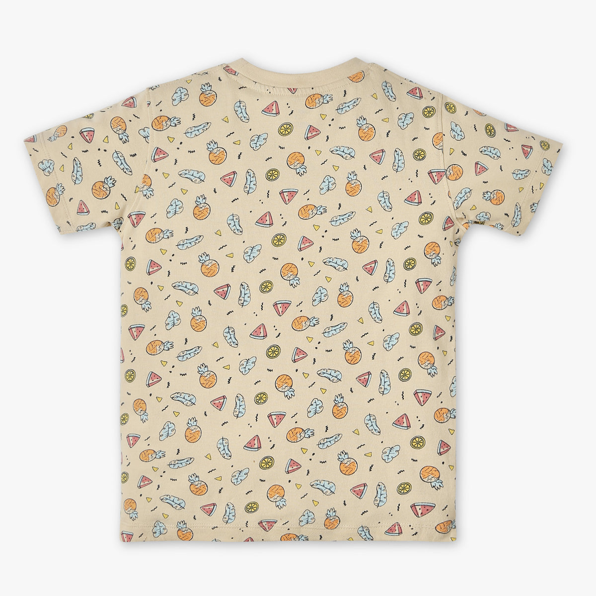 Boys Regular Fit All Over Print Crew Neck T-Shirt with Short Sleepwear Set