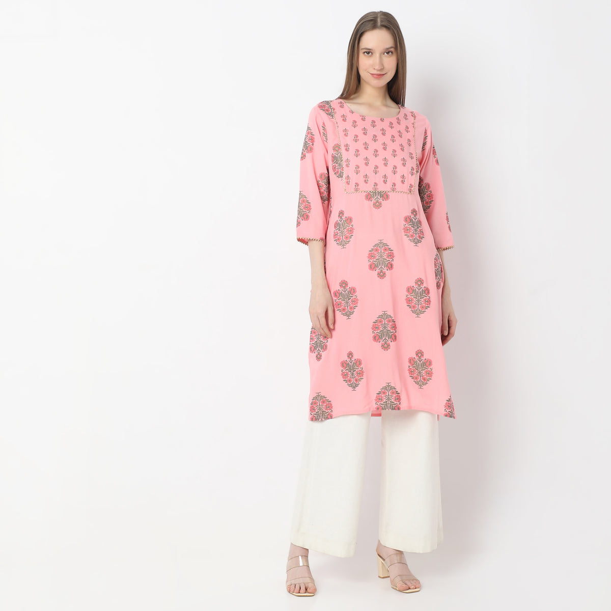 Printed Below Knee Straight Fit Table Kurta