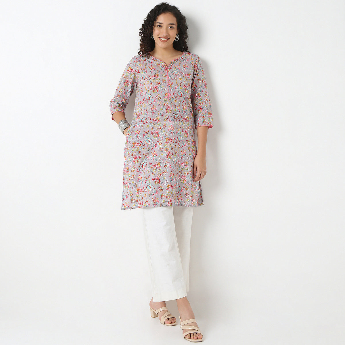 Round Neck Printed Kurta