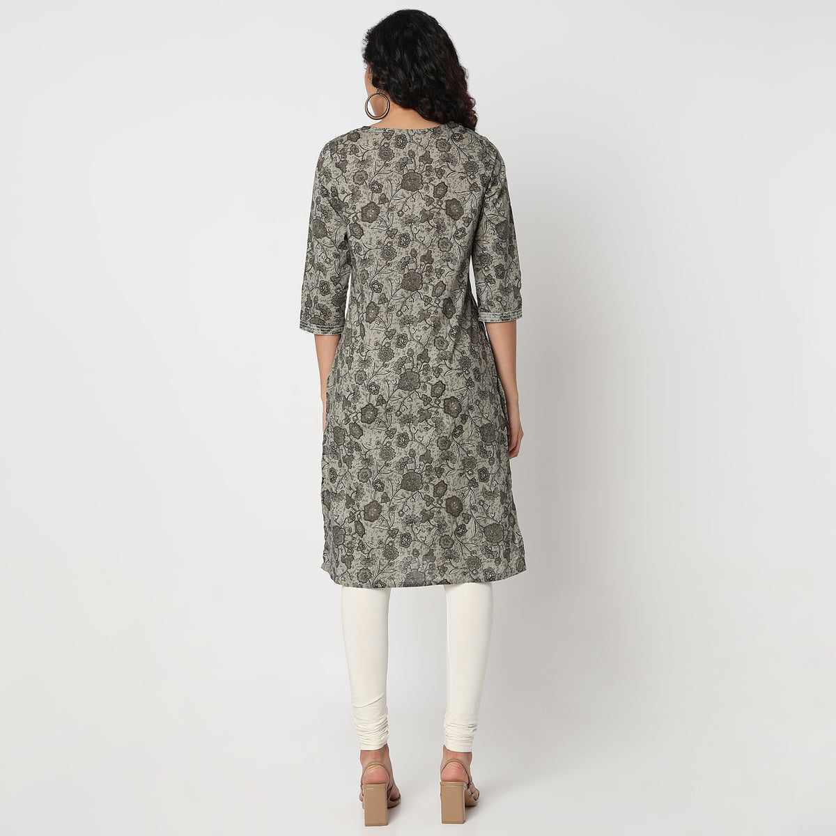 Yoke Printed Knee Length Straight Kurta