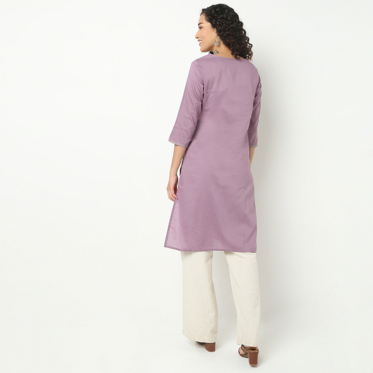 Straight Fit Embroidered Yoke Kurta