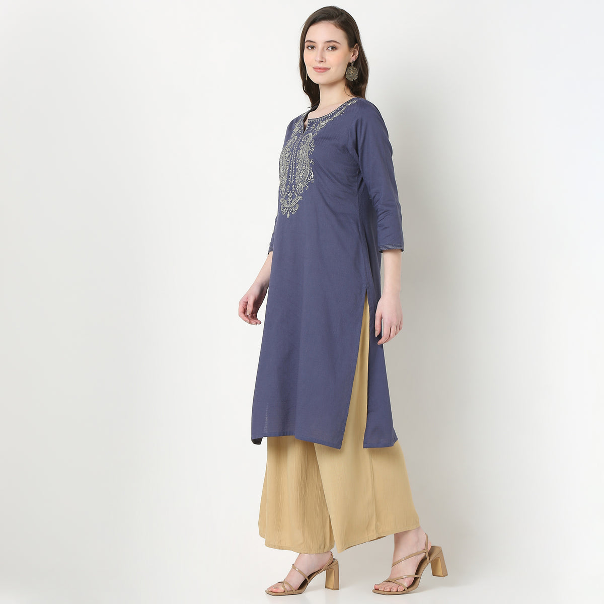 Embroidered Yoke Long Kurta