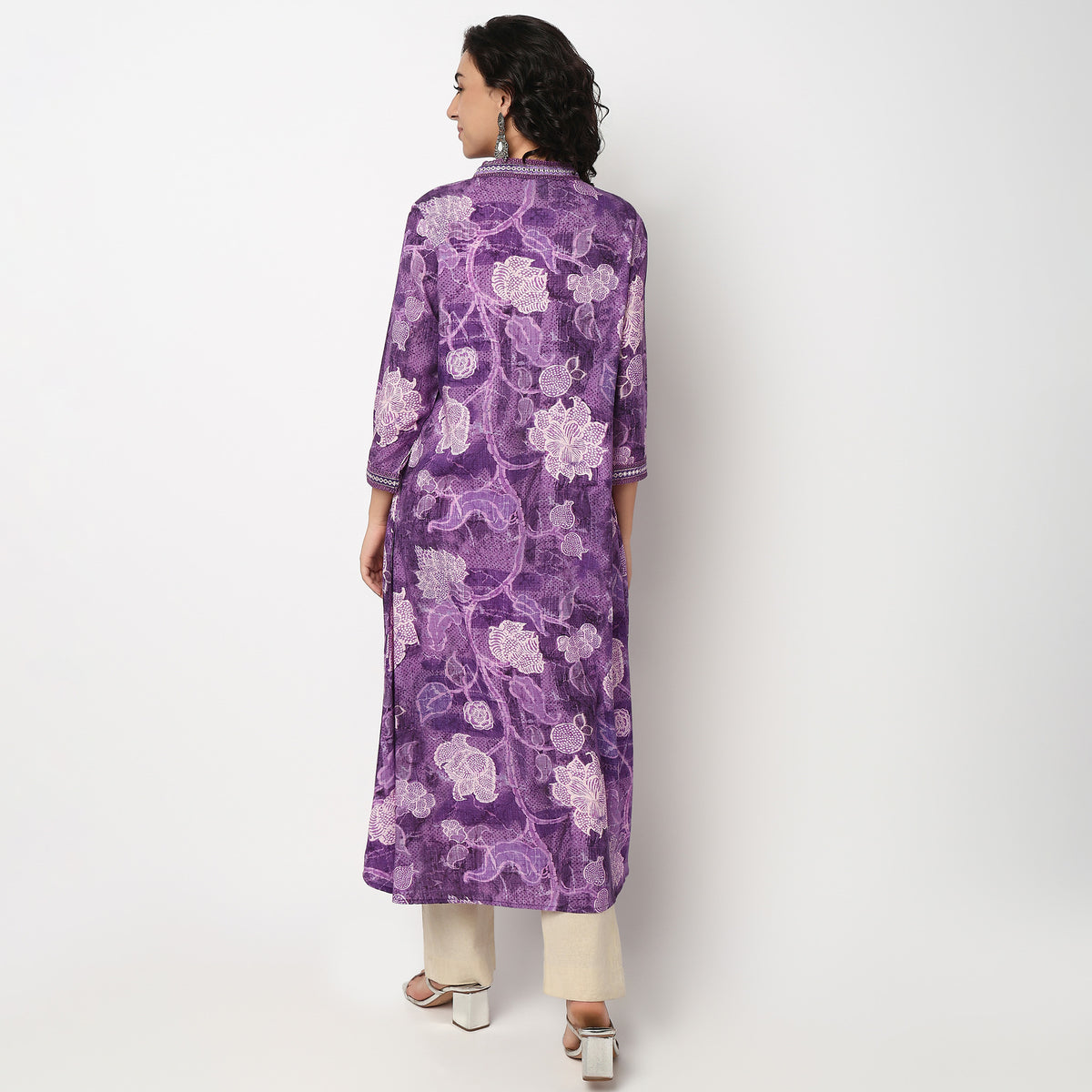 Buy Women Flare Fit Printed Three-Fourth Sleeve Kurta  - Style Union