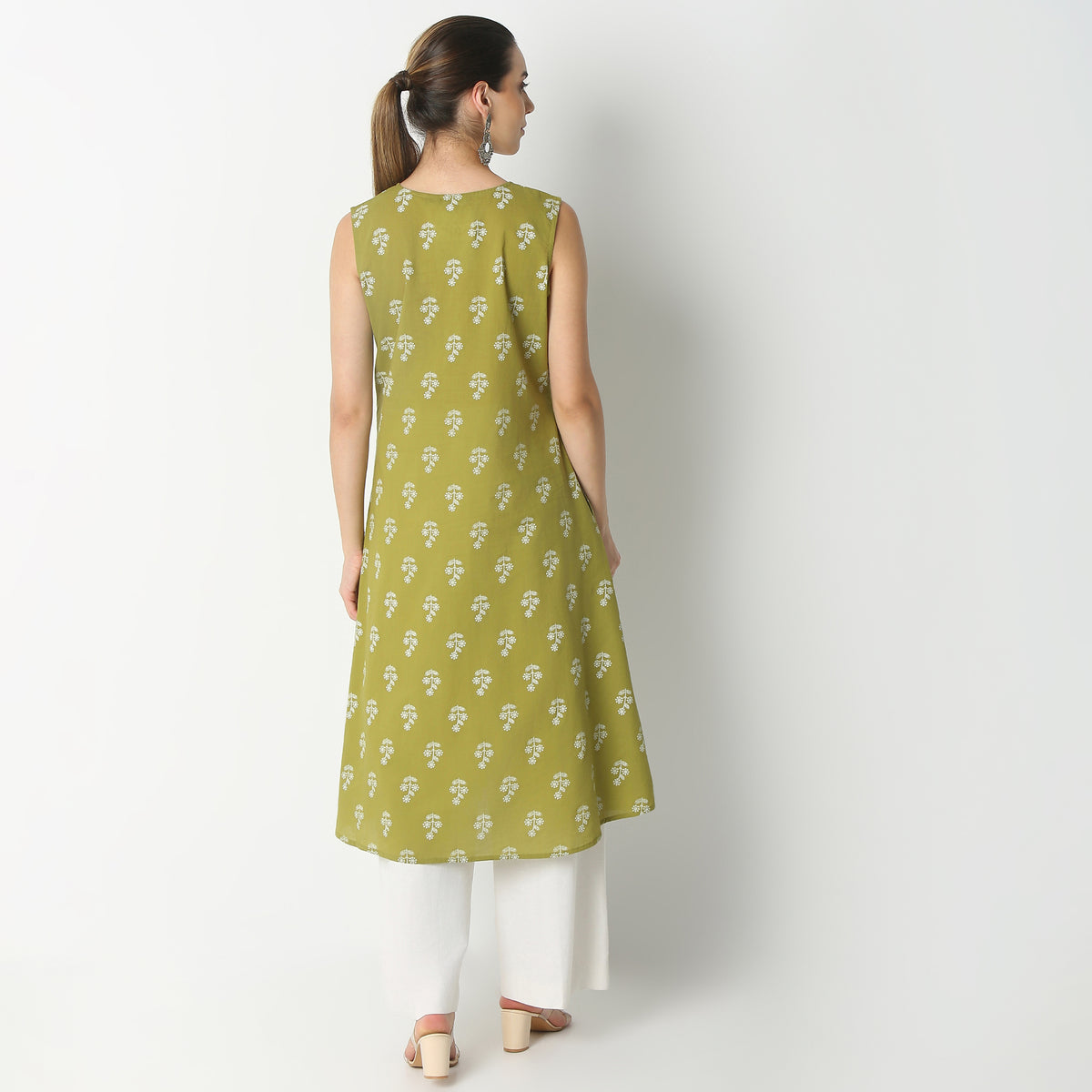 Flare Fit Embroidered Below Knee Kurta