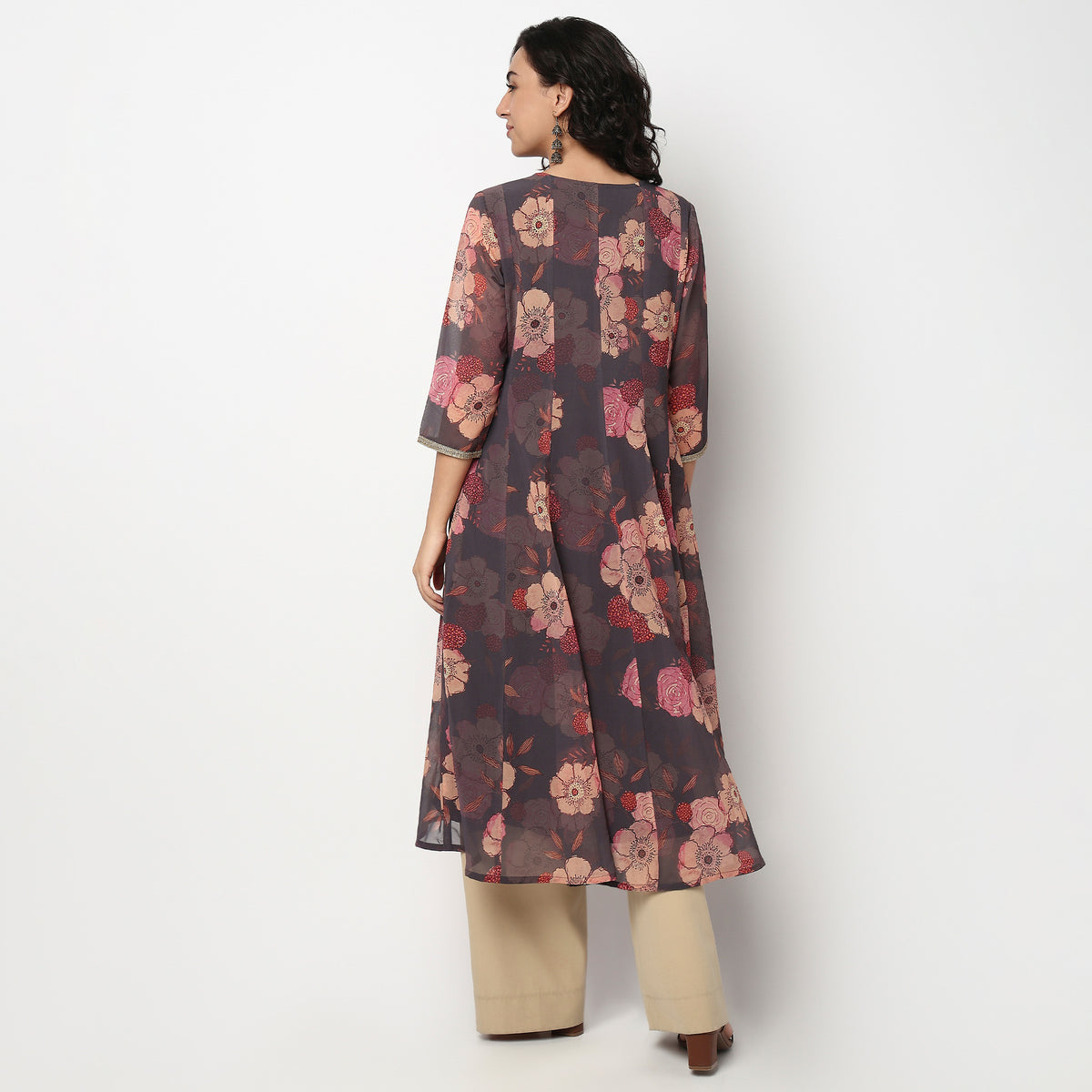 Buy Women Flare Fit Printed Three-Fourth Sleeve Kurta  - Style Union