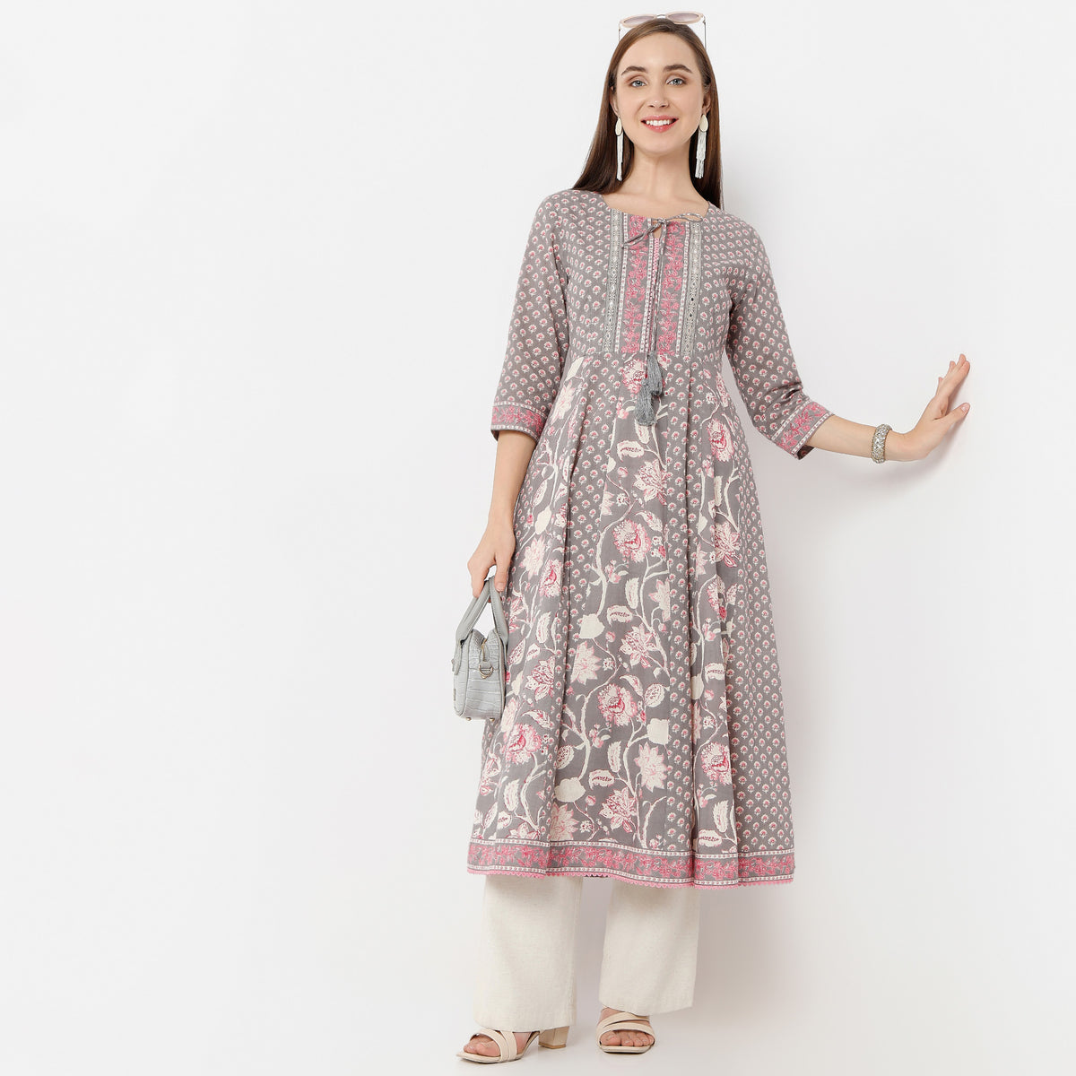 Flare Fit Printed Round Neck Kurta