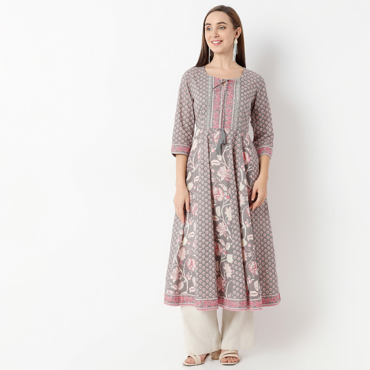 Flare Fit Printed Round Neck Kurta