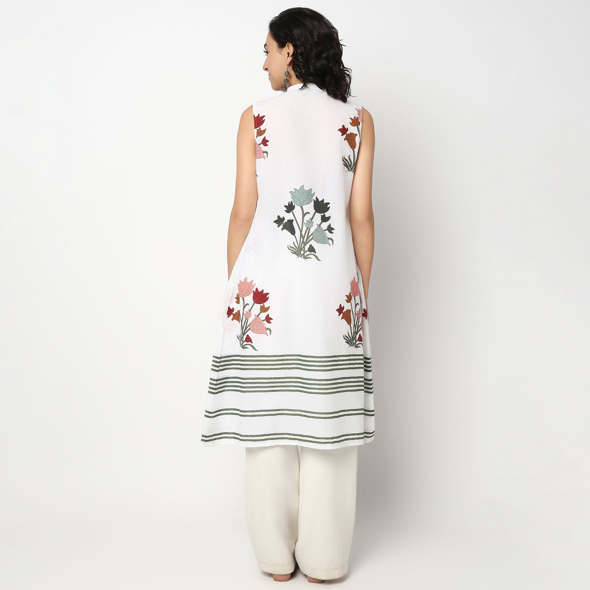 Buy Women Flare Fit Printed Sleeveless Kurta  - Style Union