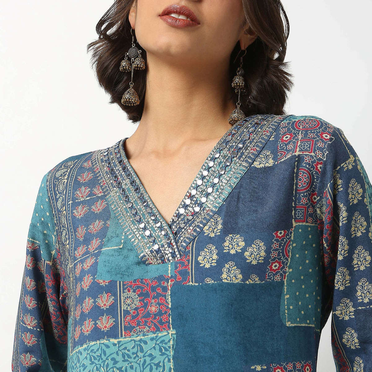 Buy Women Straight Fit Printed Three-Fourth Sleeve Kurta  - Style Union