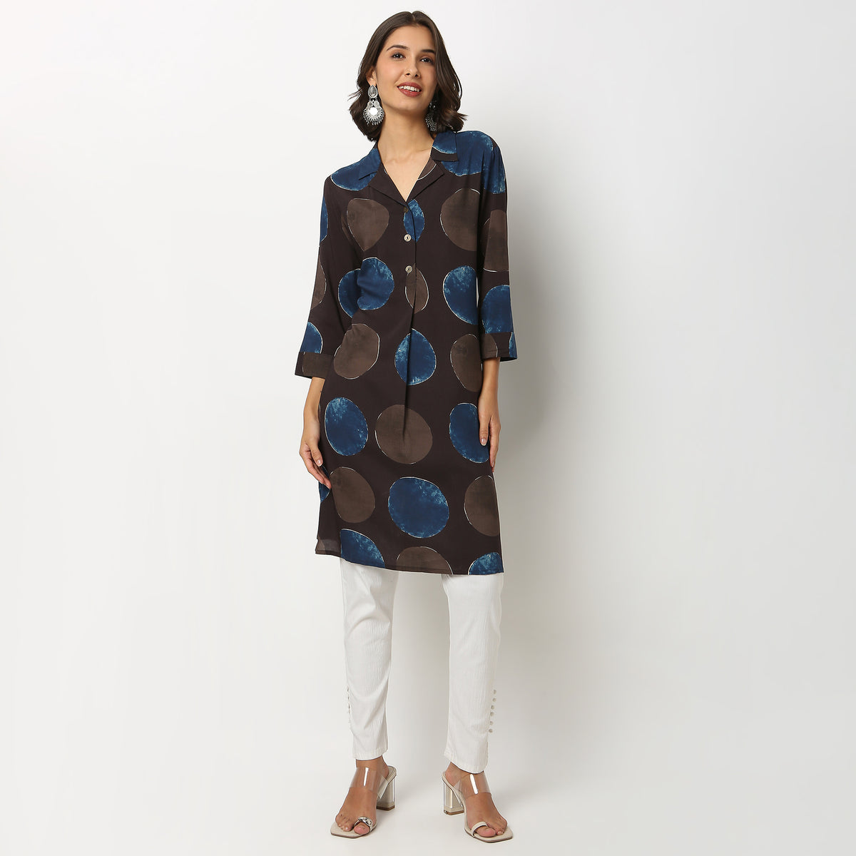 Buy Women Straight Fit Printed Three-Fourth Sleeve Kurta  - Style Union