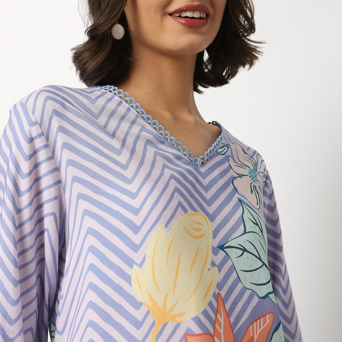 Buy Women Straight Fit Digital Printed Three-Fourth Sleeve Kurta  - Style Union