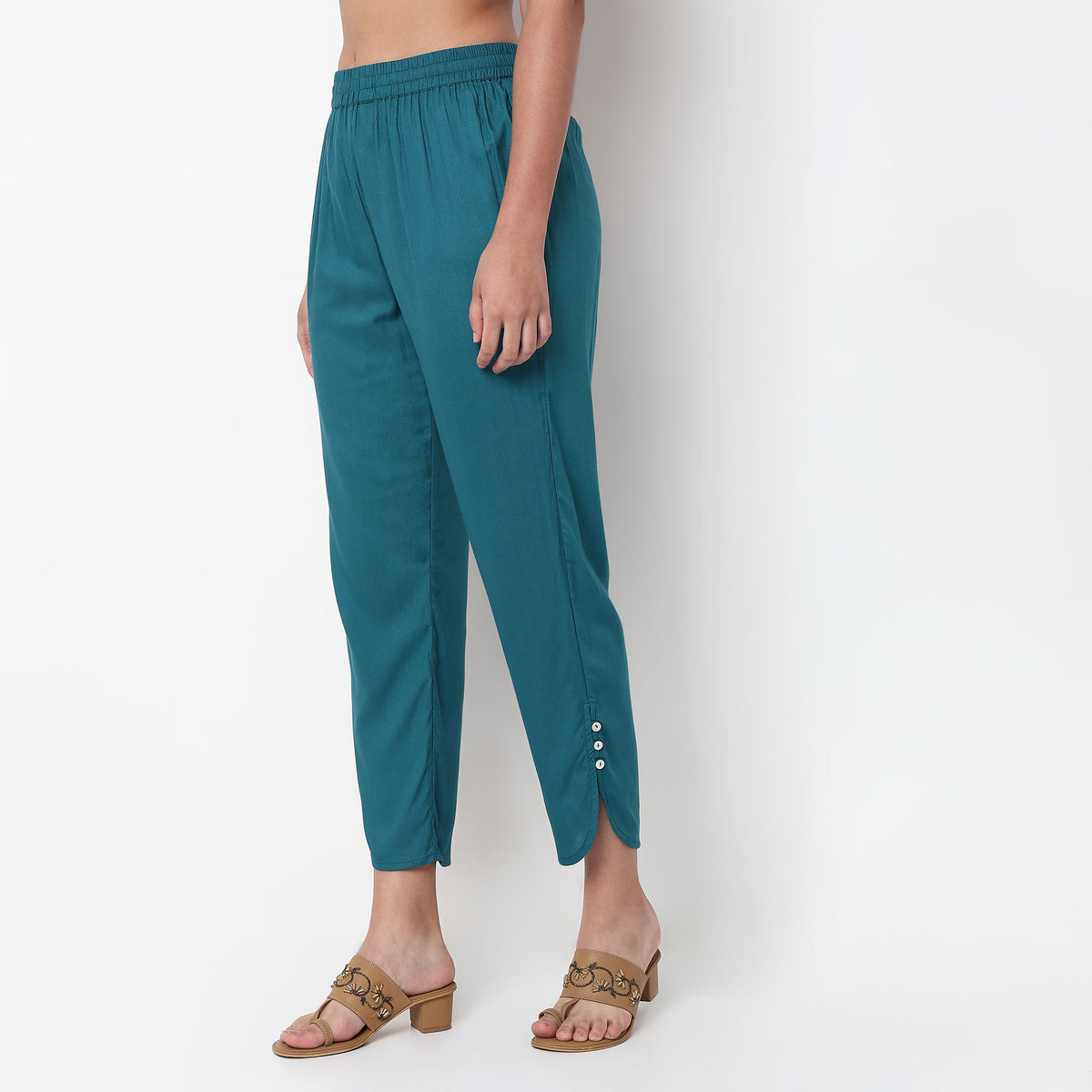 Woven Ankle Length Straight Pants