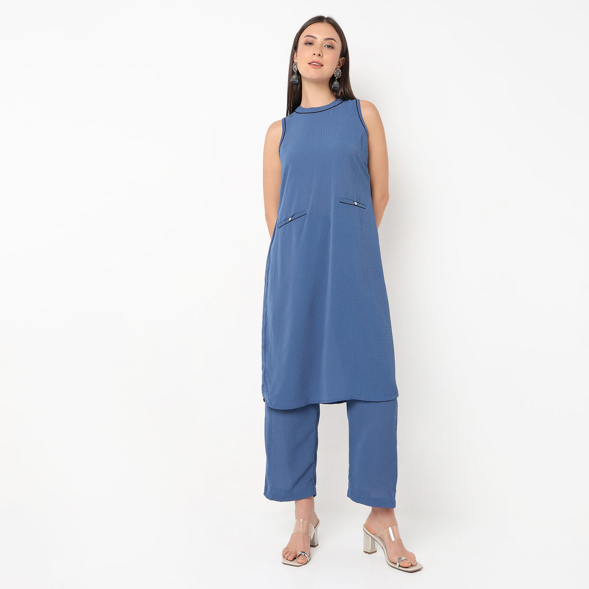 Straight Fit Solid Workwear Kurta with Pant Set