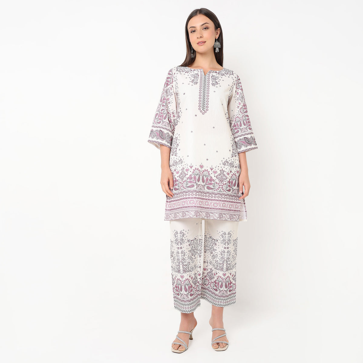Digital Printed Round Neck Kurta Set