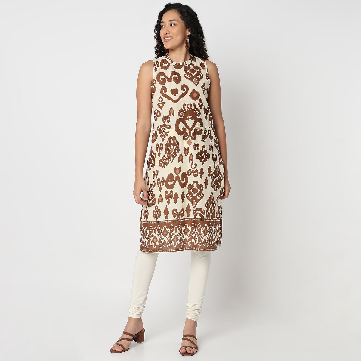 Straight Fit Printed Sleeveless Kurta