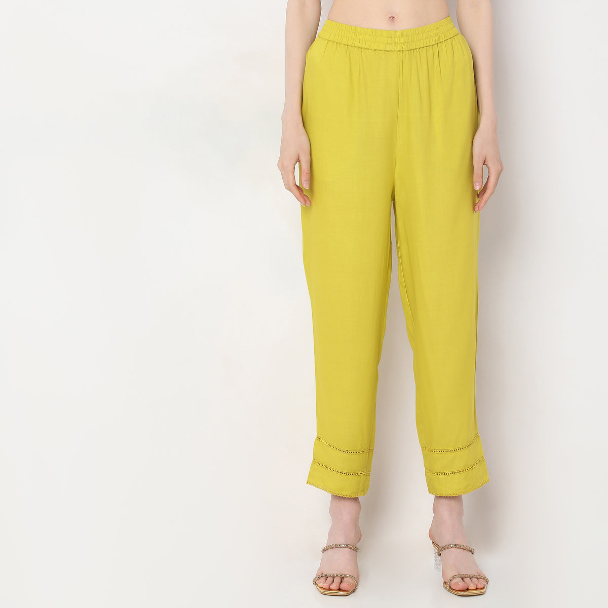 Straight Fit Mid Rise Pants