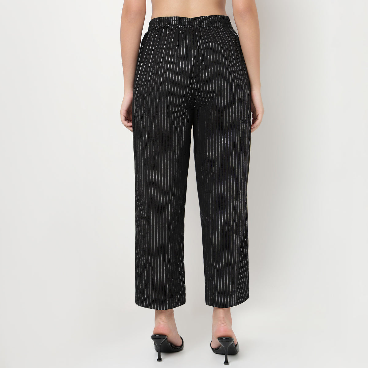 Order Now Women Striped Straight Fit Mid Rise Ethnic Wear Pant by Style Union