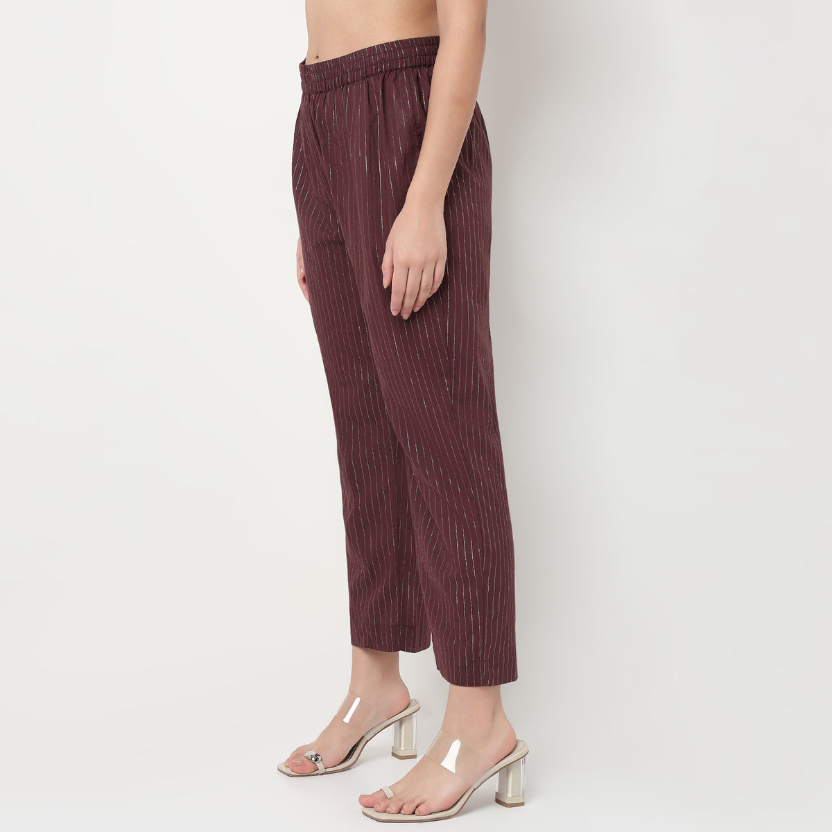 Order Now Women Striped Straight Fit Mid Rise Ethnic Wear Pant by Style Union