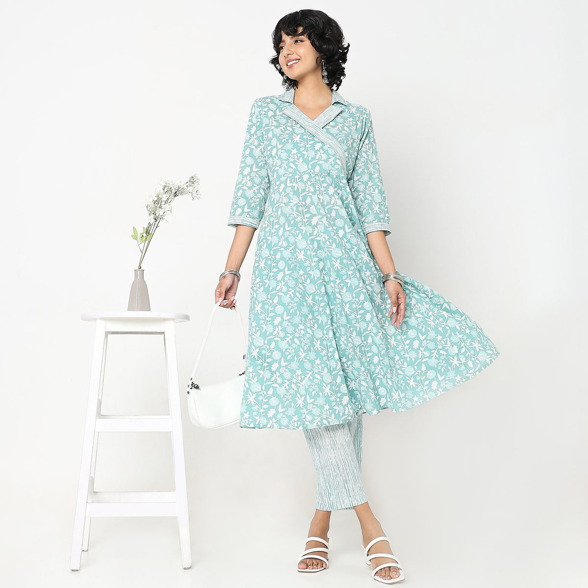 Flare Fit Printed Kurta with Pant Set