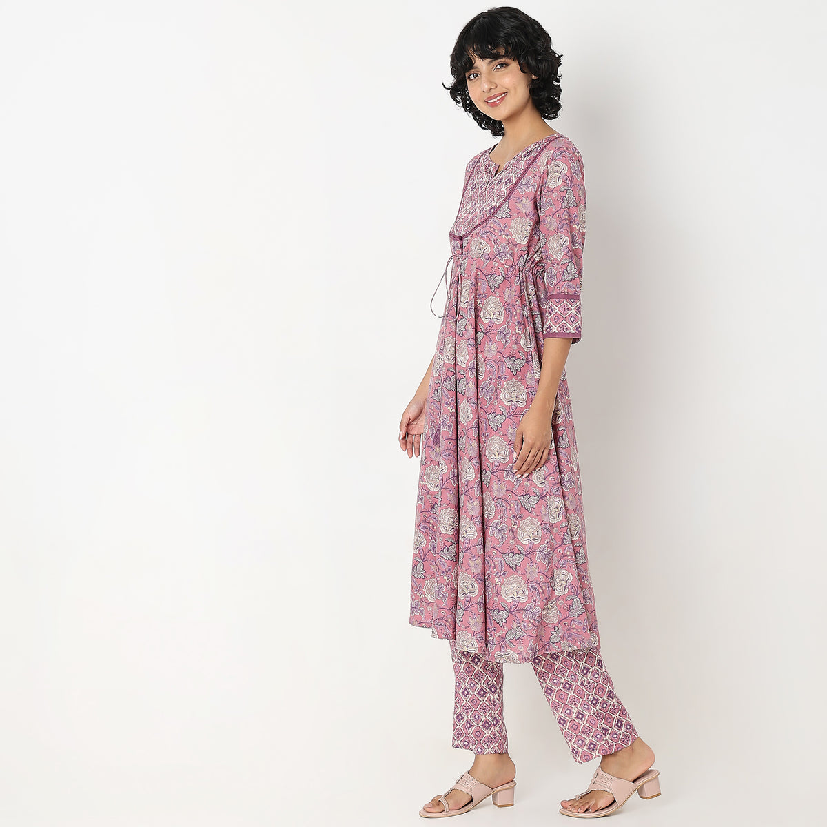Flare Fit Printed Kurta and Pant with Dupatta Set