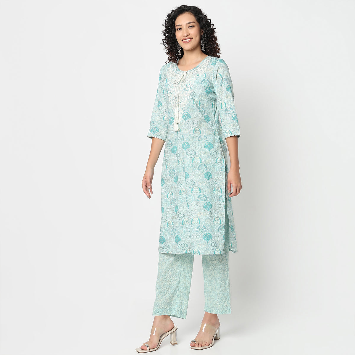 Straight Fit Printed Kurta with Pant Set