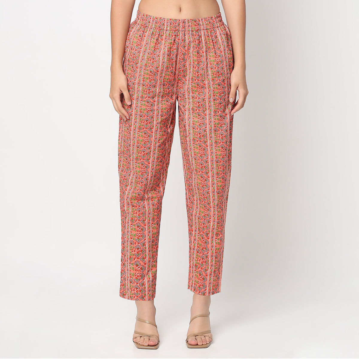 Flare Fit Printed V-Neck Kurta with Pant Set