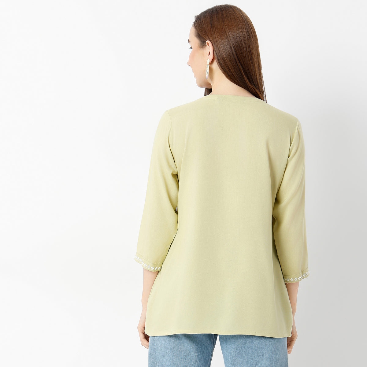 Flare Fit Embroidered Round Neck Kurta