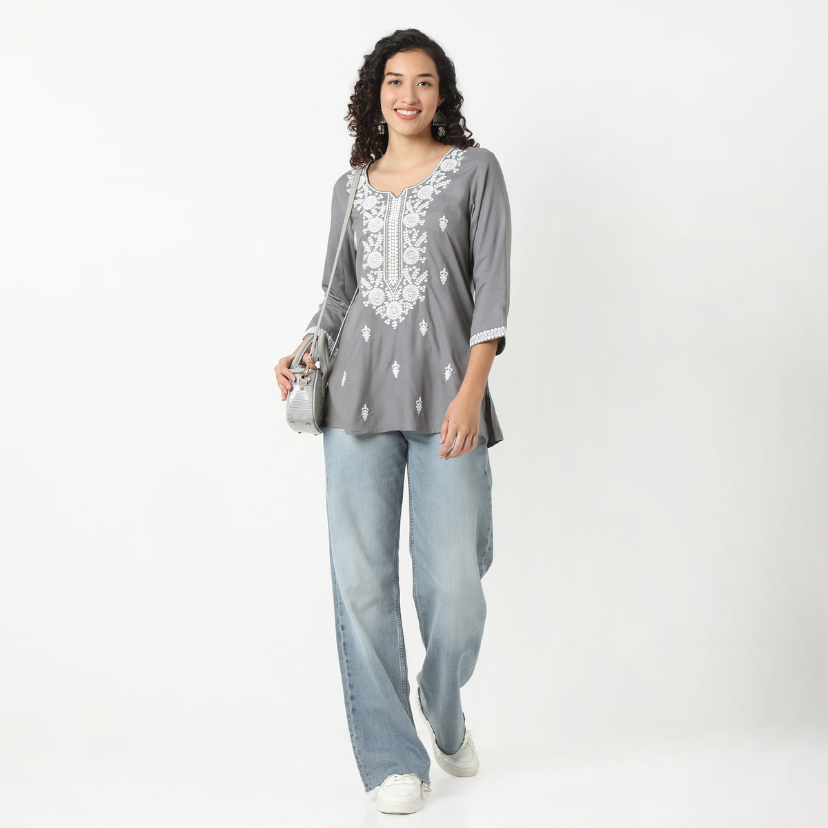 Flare Fit Embroidered Short Kurti